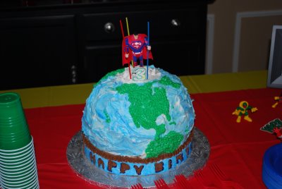 Superhero Birthday Party on Superman Cake  Globe Cake  Superhero Cake  Birthday  Party