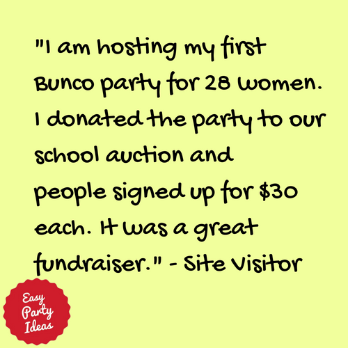 Kudos for Bunco Fundraiser Info at Easy Party Ideas and Games