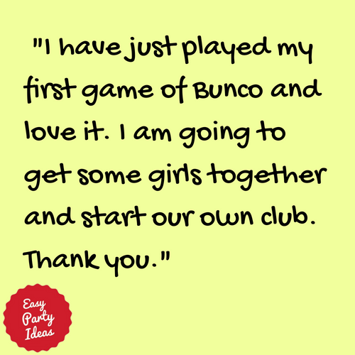 Kudos for Bunco Info at Easy Party Ideas and Games