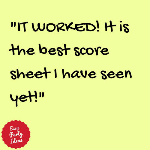 Bunco Score Sheet