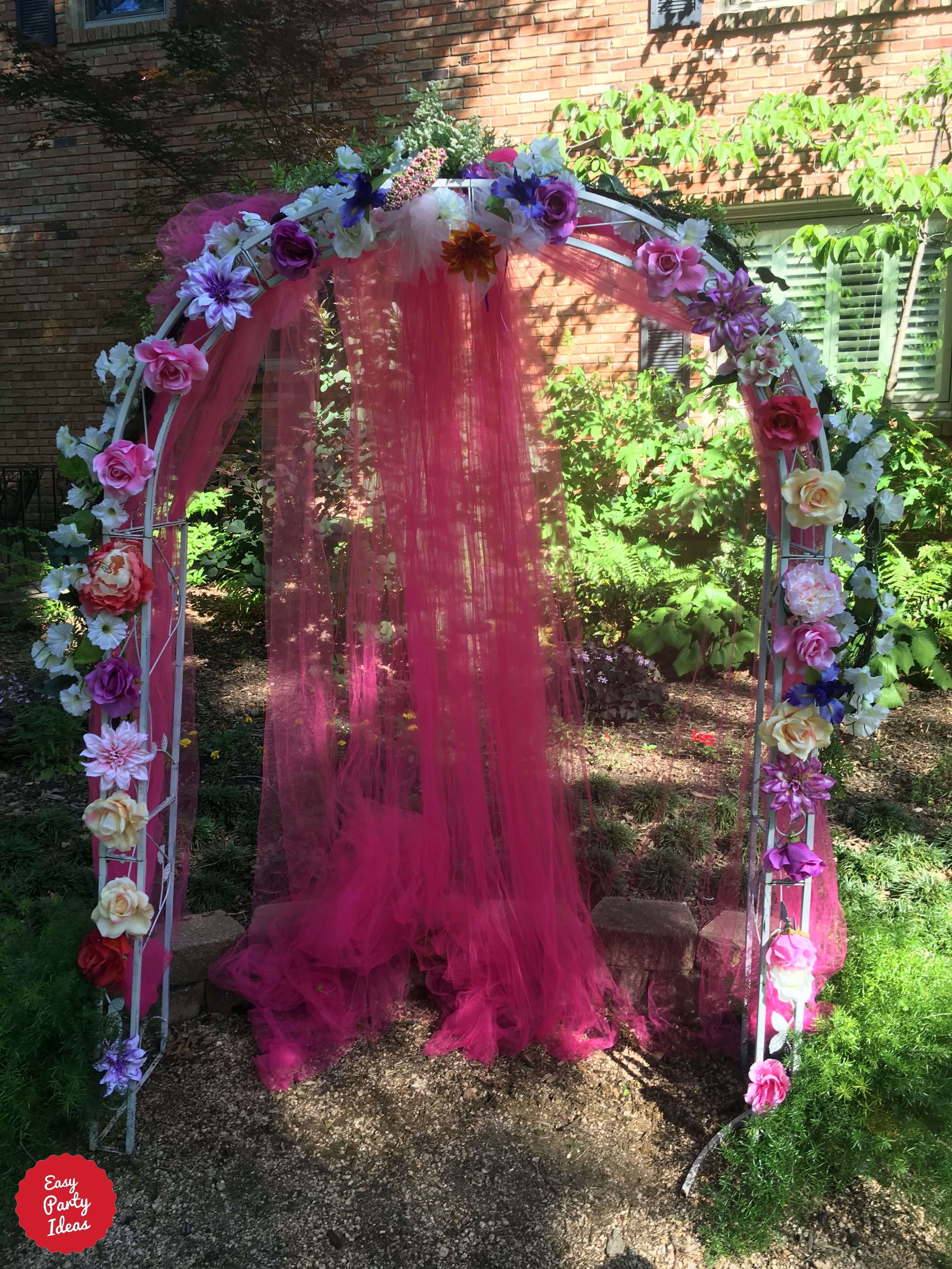 Pink Floral and Tulle Photo Booth Backdrop