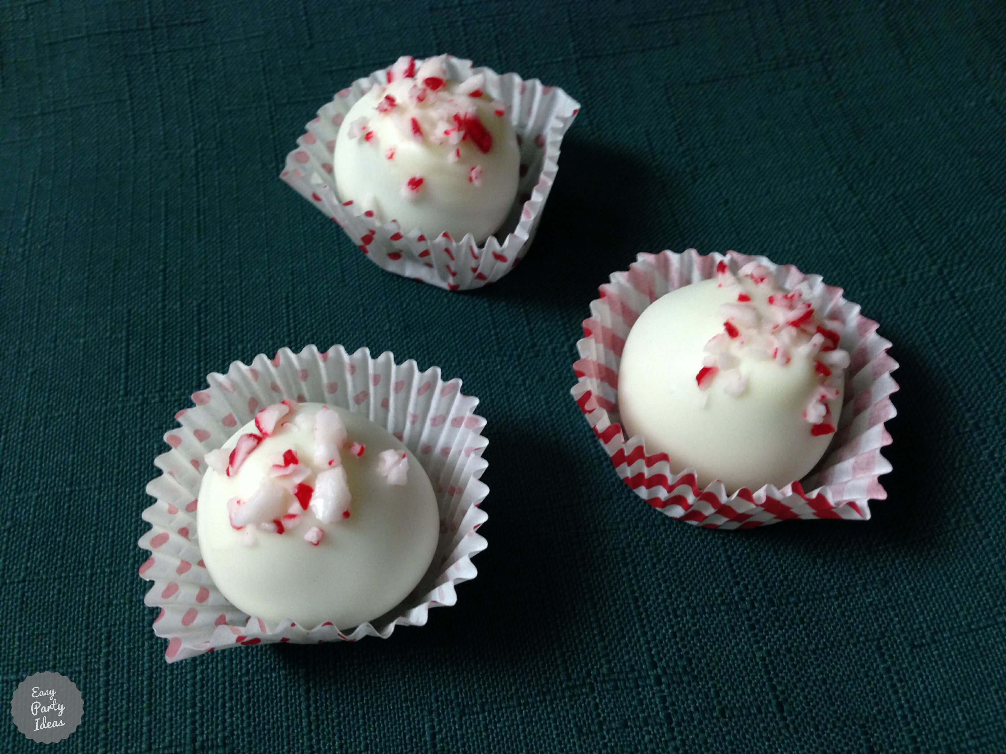 Cake balls with crushed peppermint