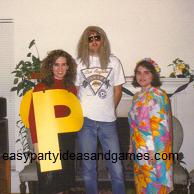 Homemade Black Eye Pea Costume, Homeade Hippie Costume, Homemade Hawaiian Costume